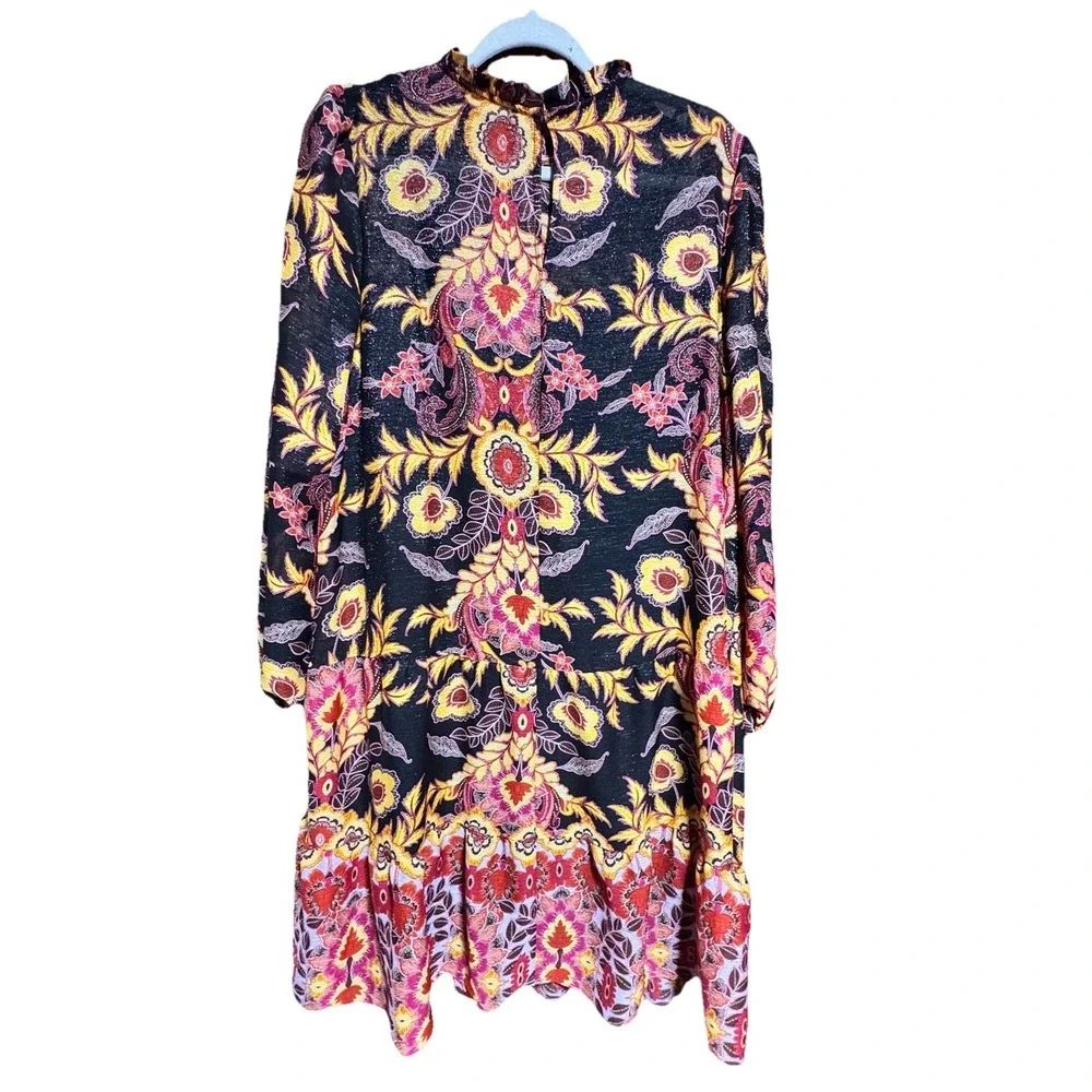 MAIA Long Sleeve Floral Chiffon Shift Dress Floral With Full Slip Liner 12-14 - Picture 3 of 9